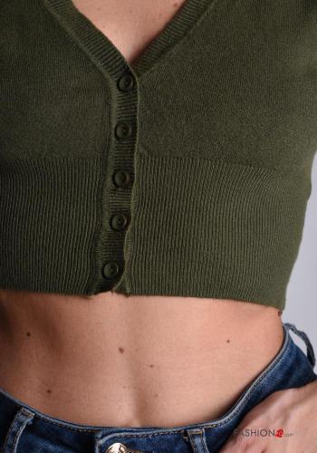 Chaqueta de punto manga larga corto con botones con cuello en v - ph 4