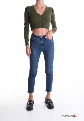 Chaqueta de punto manga larga corto con botones con cuello en v - ph 5