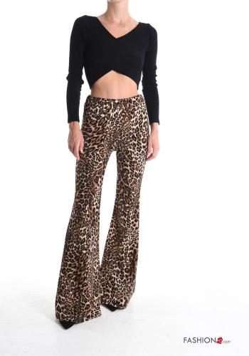 Pantalon évasé Imprimé animalier avec élastique - ph 5