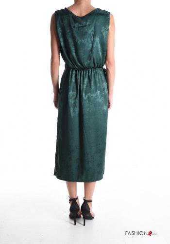 Robe sans manches satin col rond à Imprimé Floral à noeud - ph 2