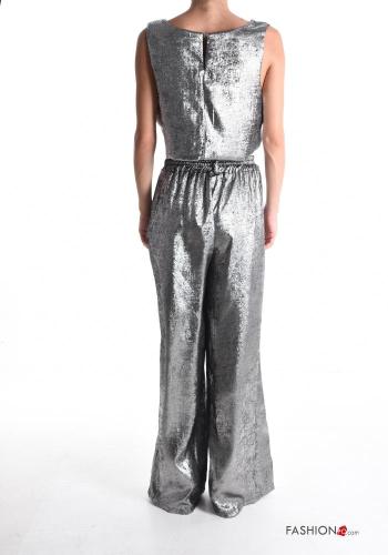Conjunto wide leg sin mangas metalizado con bolsillos con elástico - ph 2