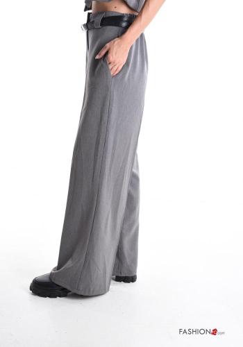 wide leg lange Hose mit Gürtel mit Taschen - ph 3