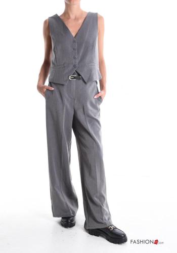 wide leg lange Hose mit Gürtel mit Taschen - ph 5