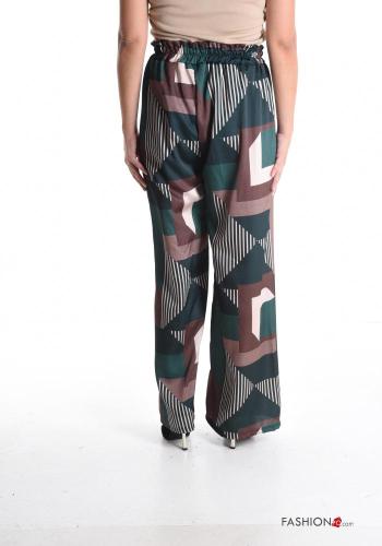 Geometrisches Muster wide leg Hose mit gummizug - ph 2