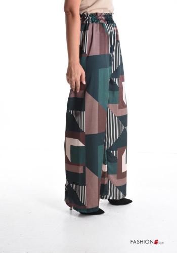 Geometrisches Muster wide leg Hose mit gummizug - ph 3