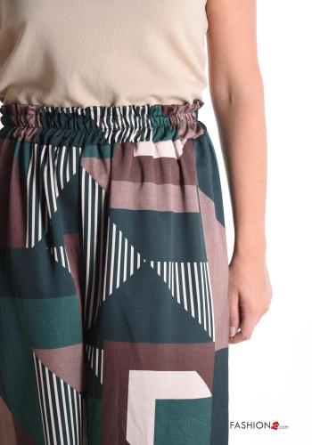 Geometrisches Muster wide leg Hose mit gummizug - ph 4