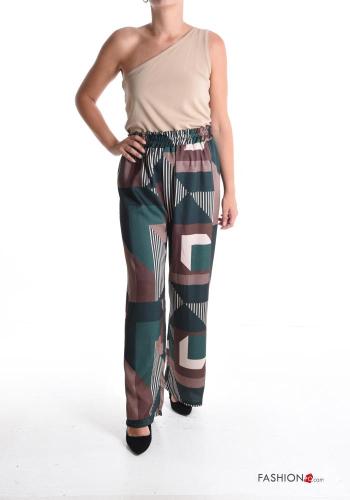 Geometrisches Muster wide leg Hose mit gummizug - ph 5