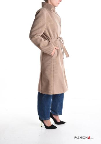 Manteau manches longues avec doublure à boutons avec ceinture en tissu - ph 3