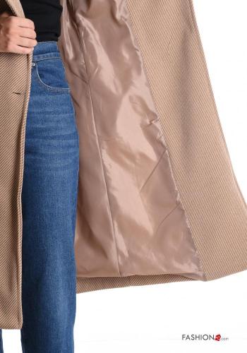 Manteau manches longues avec doublure à boutons avec ceinture en tissu - ph 5