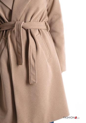 Manteau avec doublure avec poches avec ceinture en tissu - ph 4