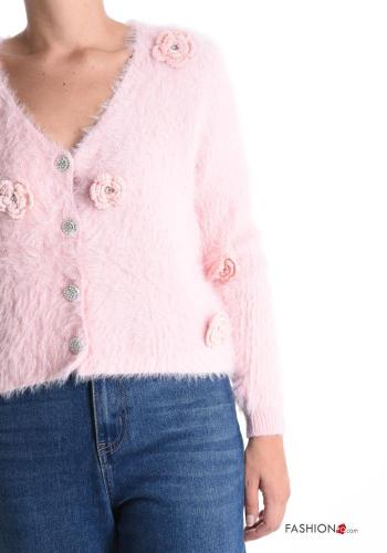 long sleeve Cardigan with buttons with rhinestones with v-neck - ph 4