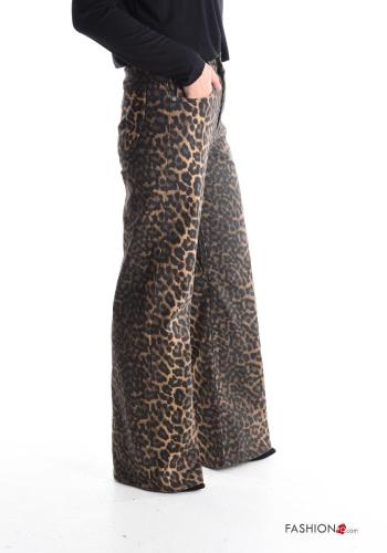 Vaqueros de Algodón Estampado animal con bolsillos con cremallera con botones - ph 3