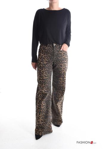 Vaqueros de Algodón Estampado animal con bolsillos con cremallera con botones - ph 5