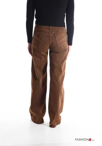 flared long Cotton Jeans with buttons with zip with pockets - ph 2