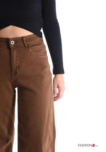 flared long Cotton Jeans with buttons with zip with pockets - ph 4