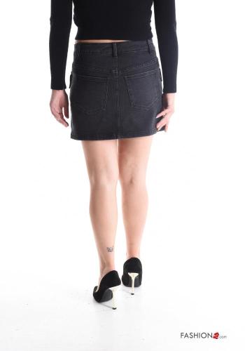 Minigonna in Cotone denim con tasche con bottoni con zip - ph 2
