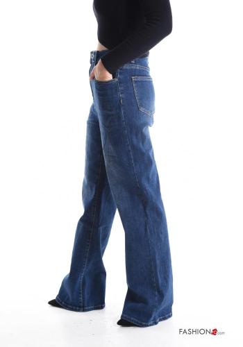 Jeans en Coton wide leg à boutons avec fermeture éclair avec poches - ph 3