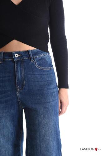 Jeans en Coton wide leg à boutons avec fermeture éclair avec poches - ph 4