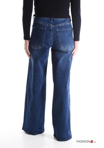 Vaqueros de Algodón wide leg con bolsillos con cremallera con botones - ph 2