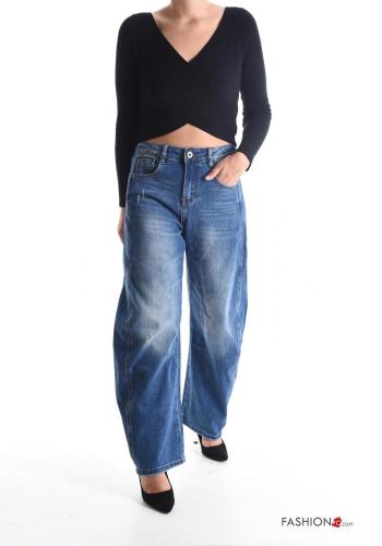 Jeans aus Baumwolle mit Knöpfen mit Reißverschluss mit Taschen - ph 5