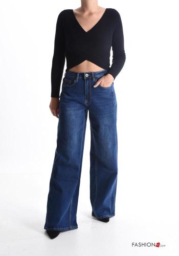 Vaqueros de Algodón wide leg con bolsillos con cremallera con botones - ph 5