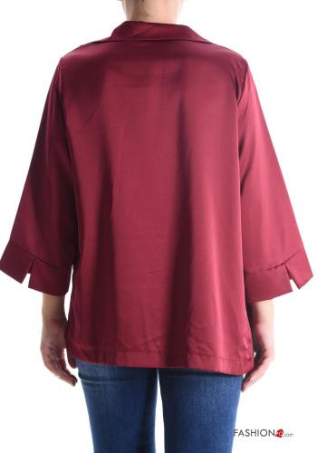 Satin mit kragen Bluse mit V-Ausschnitt 3/4 ärmel - ph 2