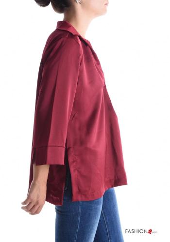 Satin mit kragen Bluse mit V-Ausschnitt 3/4 ärmel - ph 3