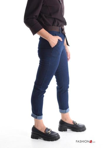 Pantalon en Coton skinny avec poches avec élastique avec ceinture - ph 3