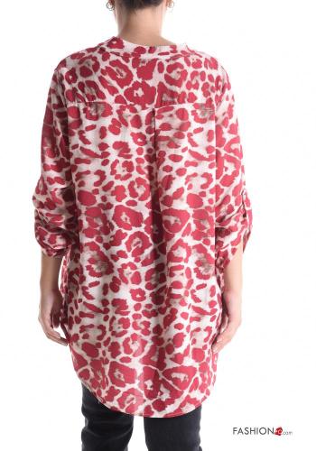 Animal print long sleeve asymmetrical Blouse with v-neck - ph 2
