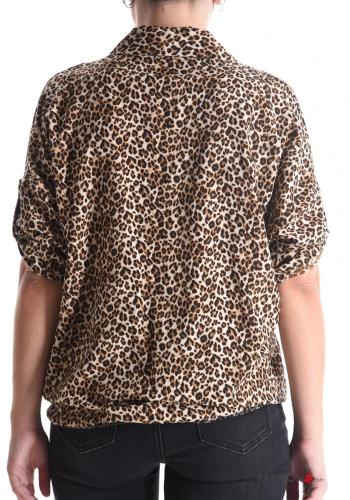 Camicia maniche corte con colletto Fantasia animalier con bottoni con nodo - ph 2
