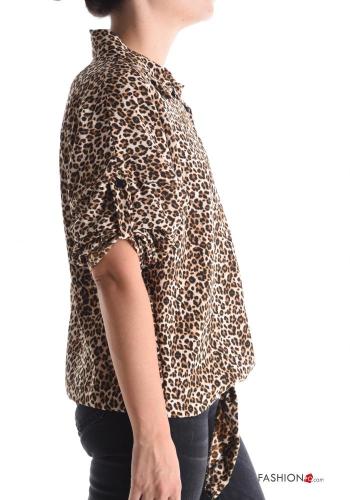 Camicia maniche corte con colletto Fantasia animalier con bottoni con nodo - ph 3