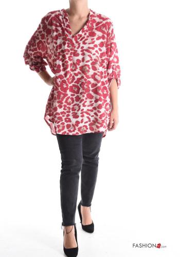 Animal print long sleeve asymmetrical Blouse with v-neck - ph 5