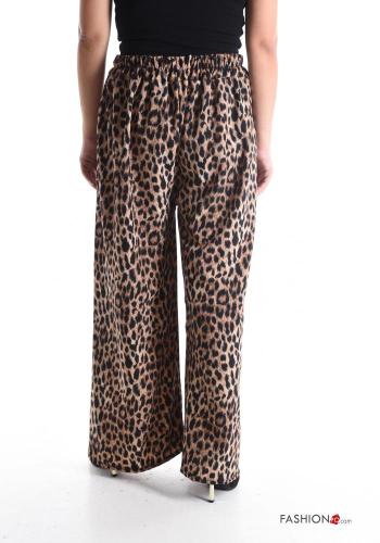 Pantalone wide leg Fantasia animalier con fiocco con elastico - ph 2
