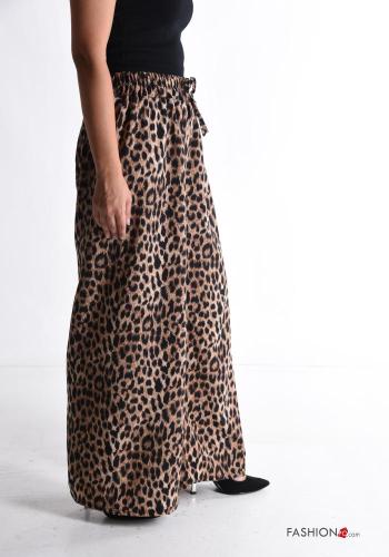 Pantalone wide leg Fantasia animalier con fiocco con elastico - ph 3