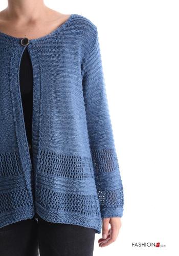 Besticktes Muster lange ärmel häckeln Strickjacke mit Knöpfen - ph 4