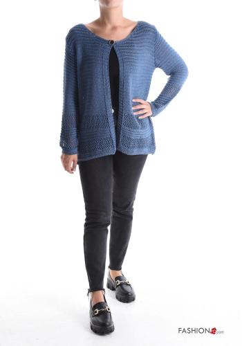 Besticktes Muster lange ärmel häckeln Strickjacke mit Knöpfen - ph 5