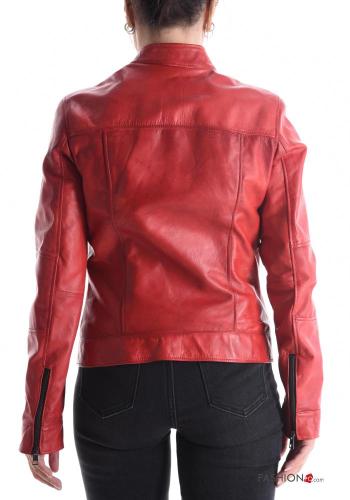 Bikerjacke aus Echtes Leder mit Taschen mit Futter mit Reißverschluss - ph 2