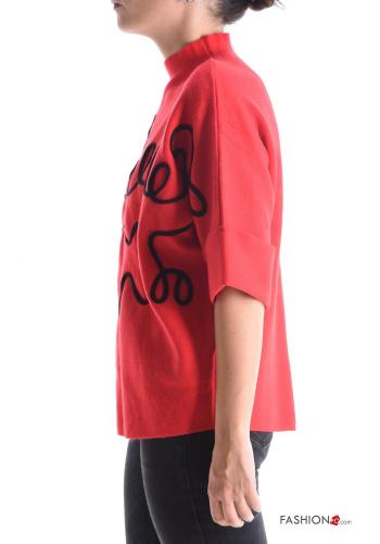 Embroidered short sleeve Sweater Rollneck - ph 3