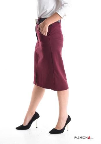 Saia Longuette midi com cinto com bolsos com fenda - ph 3