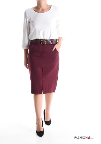 Saia Longuette midi com cinto com bolsos com fenda - ph 5