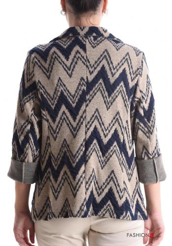 Geometric pattern long sleeve Cotton Jacket with buttons without lining - ph 2