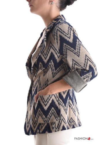 Geometric pattern long sleeve Cotton Jacket with buttons without lining - ph 3