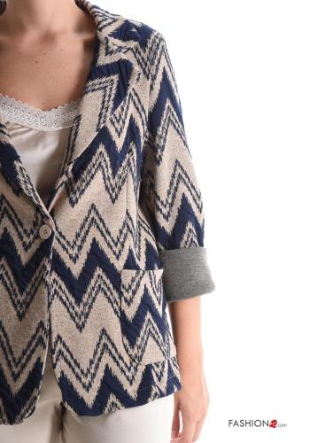 Geometric pattern long sleeve Cotton Jacket with buttons without lining - ph 4