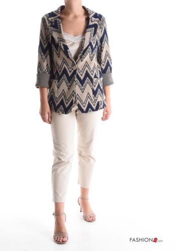 Geometric pattern long sleeve Cotton Jacket with buttons without lining - ph 5