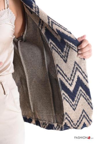 Geometric pattern long sleeve Cotton Jacket with buttons without lining - ph 6