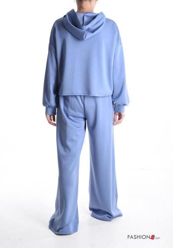 Tuta sportiva wide leg maniche lunghe lungo con elastico con tasche con cappuccio - ph 2