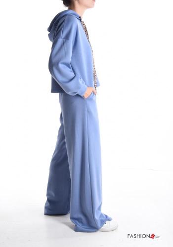 Tuta sportiva wide leg maniche lunghe lungo con elastico con tasche con cappuccio - ph 3