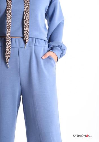 Tuta sportiva wide leg maniche lunghe lungo con elastico con tasche con cappuccio - ph 4