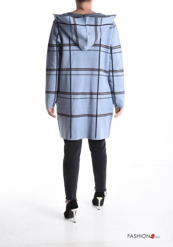 Tartan Wool Mix Cardigan with pockets with hood - ph 2