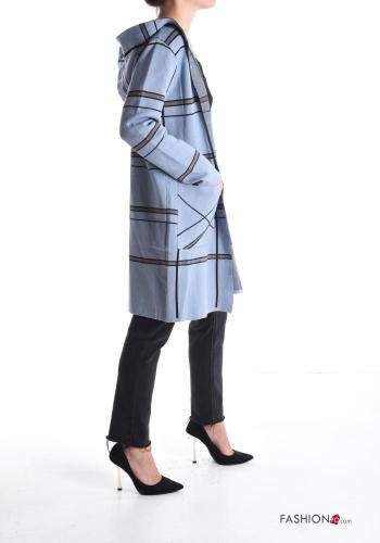Tartan Wool Mix Cardigan with pockets with hood - ph 3
